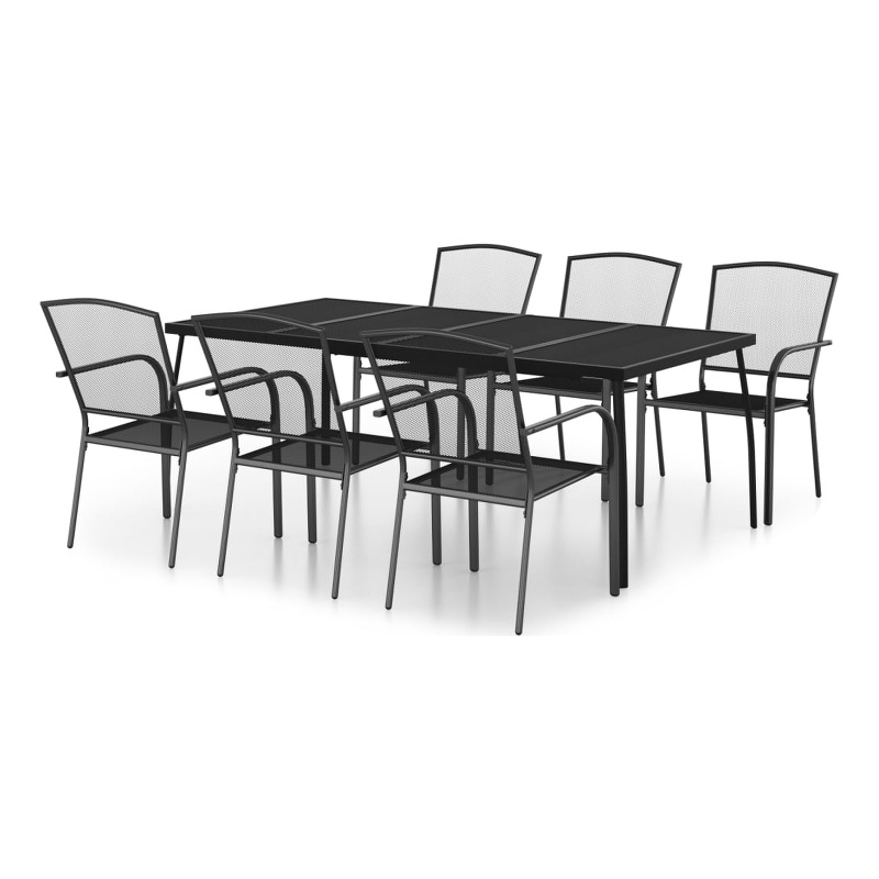 Afuera Living Contemporary Steel Garden Dining Set in Anthracite/Gray