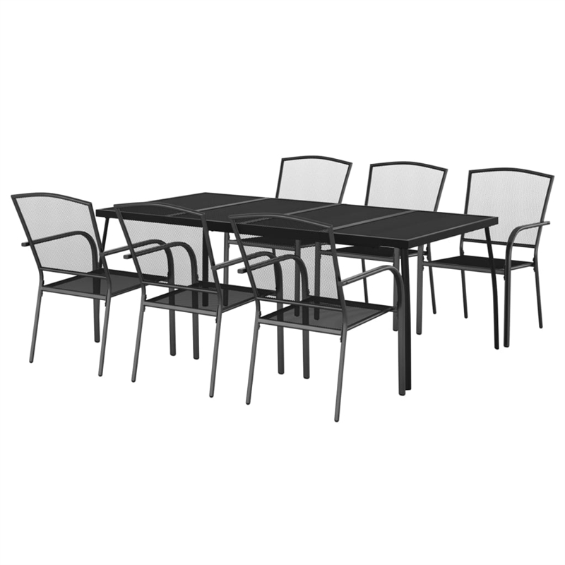 Afuera Living Contemporary Steel Garden Dining Set in Anthracite/Gray
