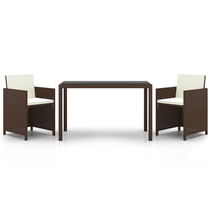 Afuera Living Contemporary Garden Dining Set in Brown and Cream White