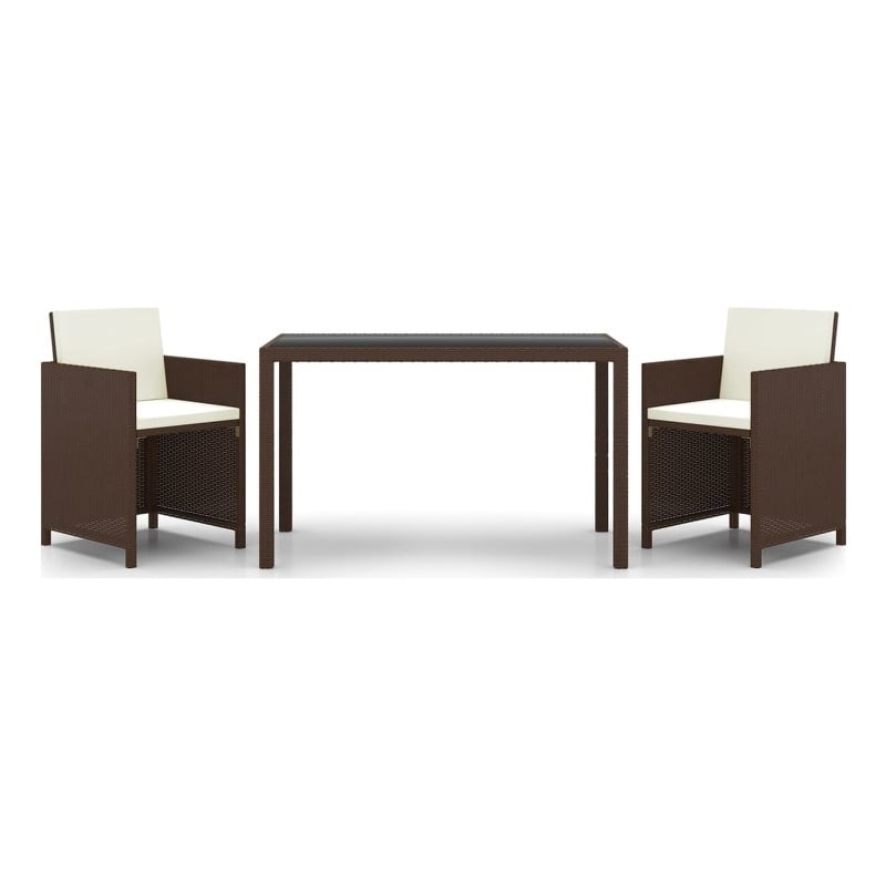 Afuera Living Contemporary Garden Dining Set in Brown and Cream White
