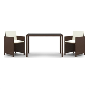 Afuera Living Contemporary Garden Dining Set in Brown and Cream White