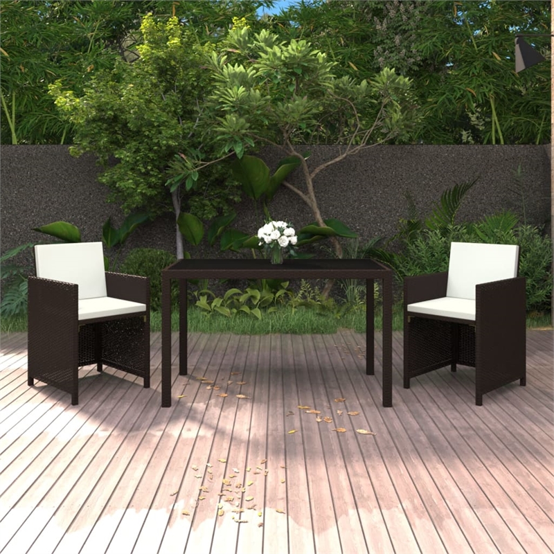Afuera Living Contemporary Garden Dining Set in Brown and Cream White