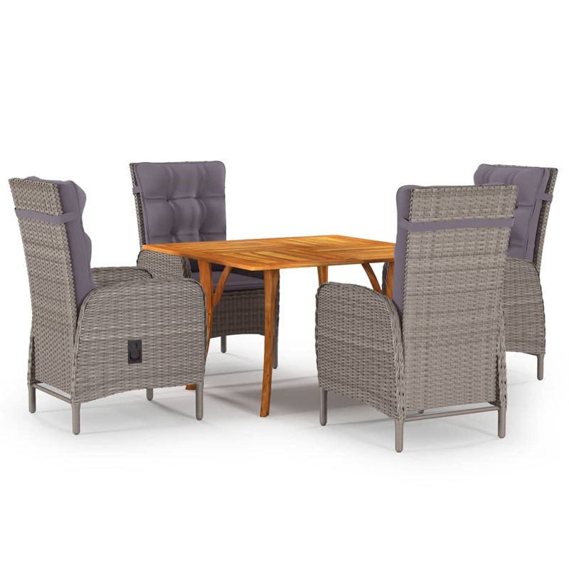 Afuera Living Contemporary Solid Acacia Wood MediumDining Set in Gray