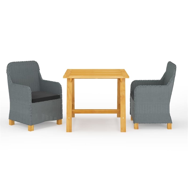 Afuera Living Contemporary Dining Set in Light Gray/Black/Acacia Wood