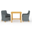 Afuera Living Contemporary Dining Set in Light Gray/Black/Acacia Wood