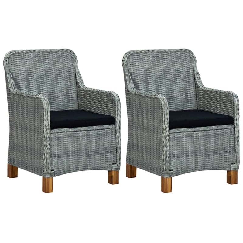 Afuera Living Contemporary Dining Set in Light Gray/Black/Acacia Wood