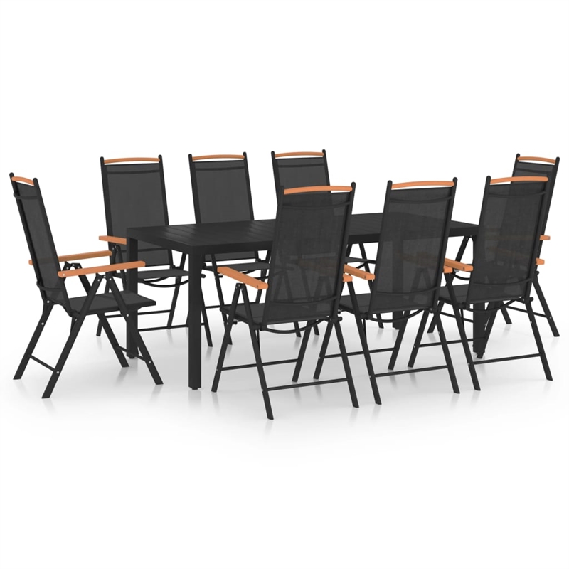 Afuera Living Contemporary Powder-Coated Aluminum Dining Set in Black