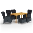 Afuera Living Contemporary Dining Set in Dark Gray/Black/Natural Wood