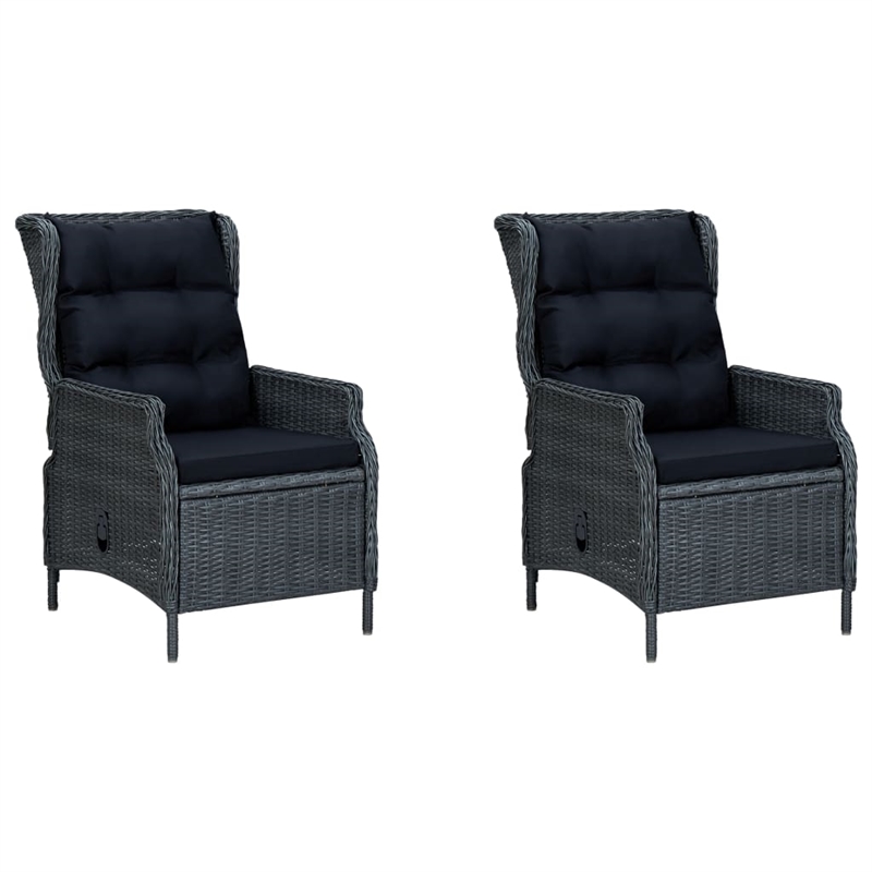 Afuera Living Contemporary Dining Set in Dark Gray/Black/Natural Wood