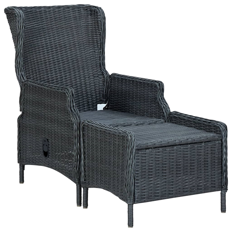 Afuera Living Contemporary Dining Set in Dark Gray/Black/Natural Wood