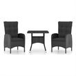 Afuera Living Garden Dining Set in Black Poly Rattan/Steel/Glass/Fabric