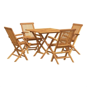 Afuera Living Fine Sanded Teak Hardwood Garden Dining Set in Warm Brown