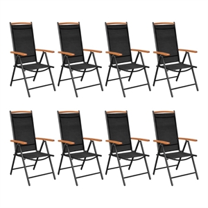 Afuera Living Powder-Coated Aluminum Large Foldable Dining Set in Black