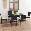 Afuera Living Poly Rattan/Powder-Coated Steel/Glass Dining Set in Black