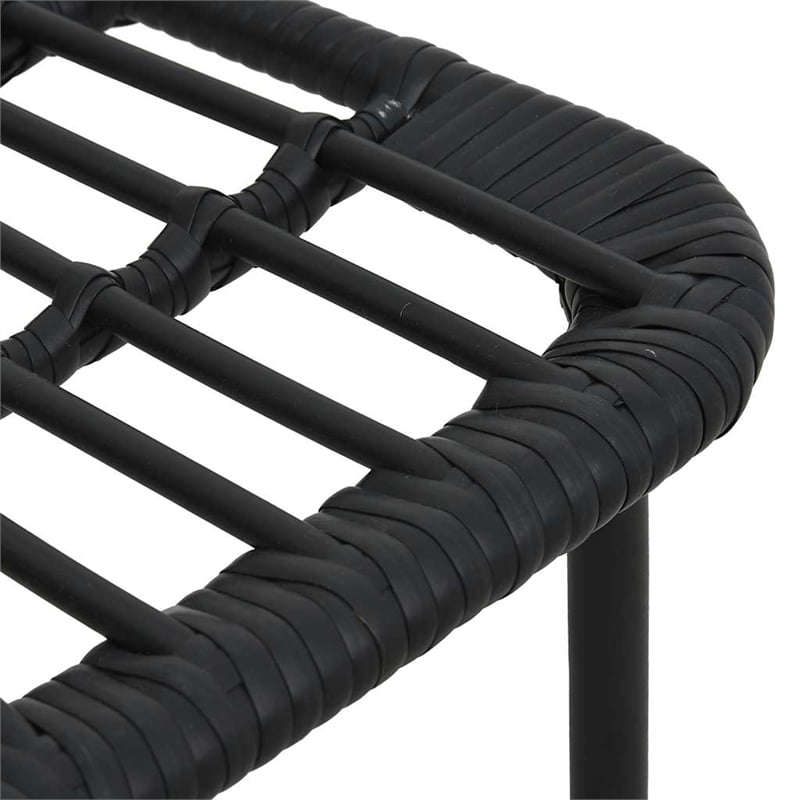 Afuera Living Poly Rattan/Powder-Coated Steel/Glass Dining Set in Black