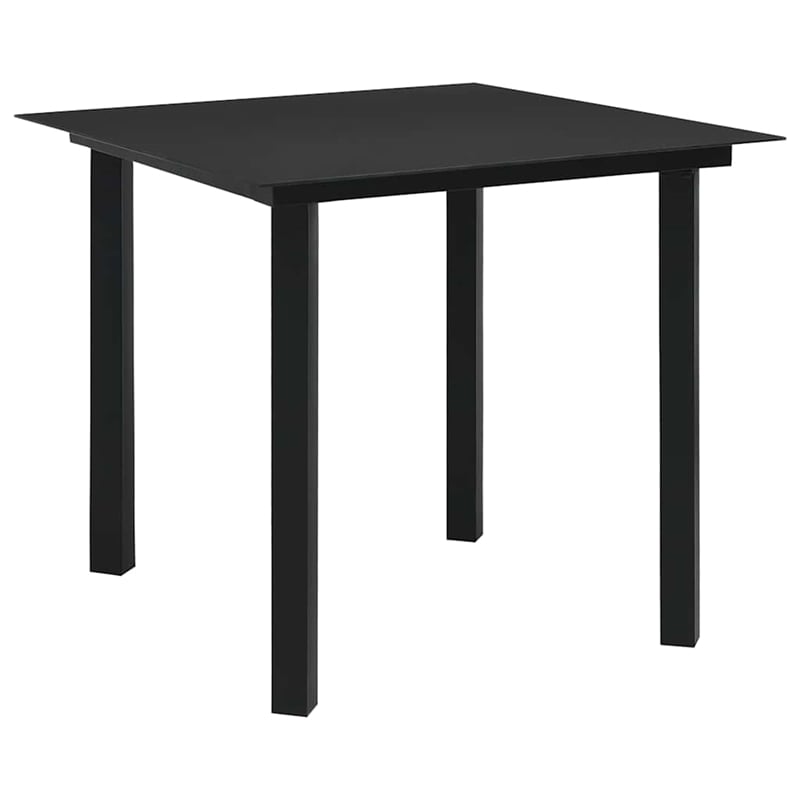 Afuera Living Poly Rattan/Powder-Coated Steel/Glass Dining Set in Black