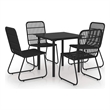 Afuera Living Poly Rattan/Powder-Coated Steel/Glass Dining Set in Black