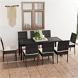 Afuera Living Poly Rattan/Powder-Coated Steel/Glass Dining Set in Black
