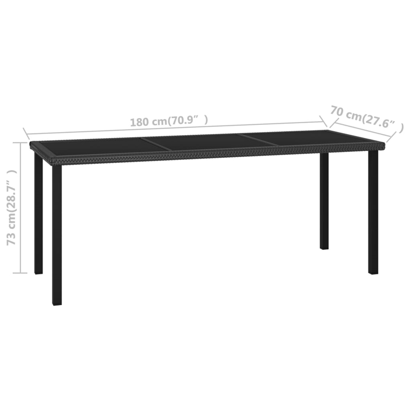 Afuera Living Poly Rattan/Powder-Coated Steel/Glass Dining Set in Black