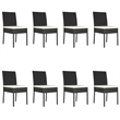 Afuera Living Poly Rattan/Powder-Coated Steel/Glass Dining Set in Black