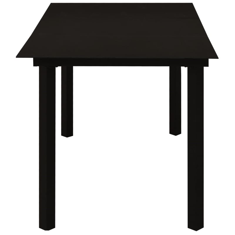 Afuera Living Poly Rattan/Powder-Coated Steel/Glass Dining Set in Black