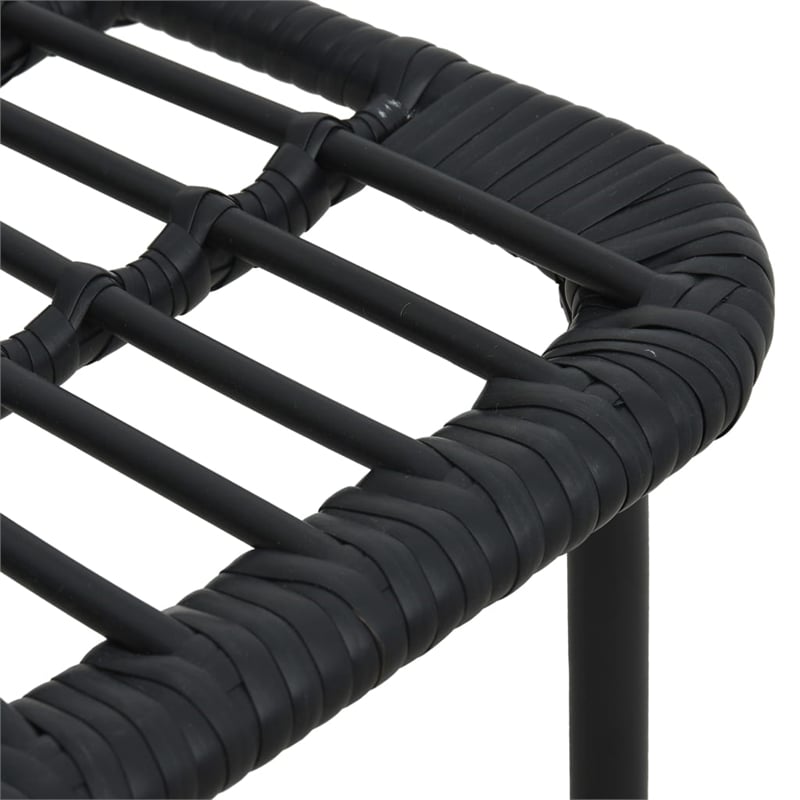 Afuera Living Poly Rattan/Powder-Coated Steel/Glass Dining Set in Black