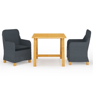 Afuera Living Solid Acacia Wood Compact Durable Dining Set in Dark Gray