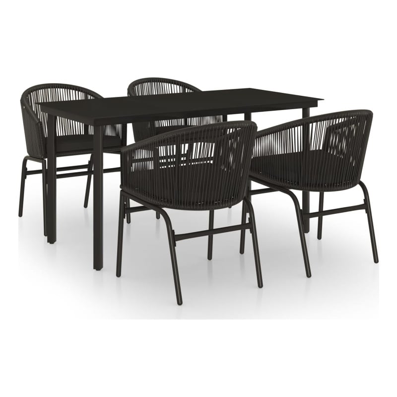 Afuera Living Powder-Coated Steel/PVC Rattan Garden Dining Set in Black