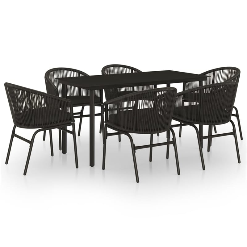 Afuera Living Powder-Coated Steel/PVC Rattan Garden Dining Set in Black