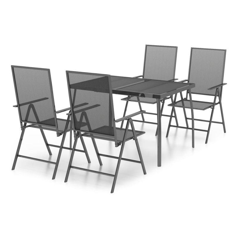 Afuera Living Steel Large Foldable Garden Dining Set in Anthracite/Gray