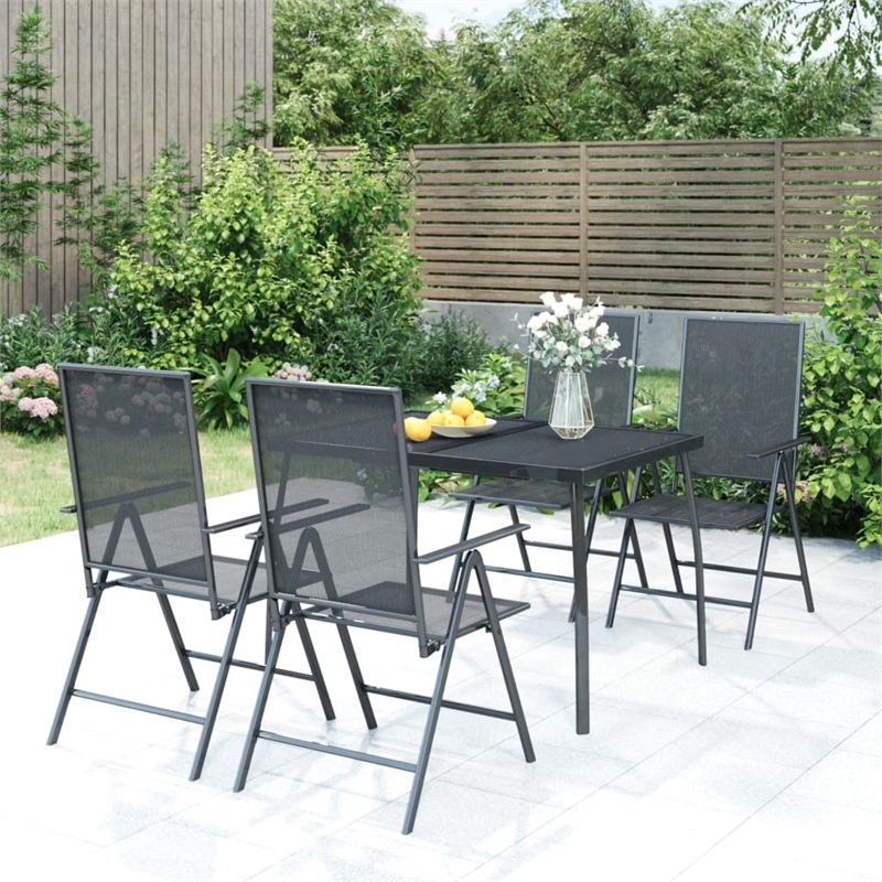 Afuera Living Steel Large Foldable Garden Dining Set in Anthracite/Gray