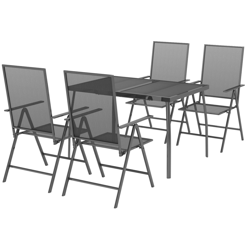 Afuera Living Steel Large Foldable Garden Dining Set in Anthracite/Gray