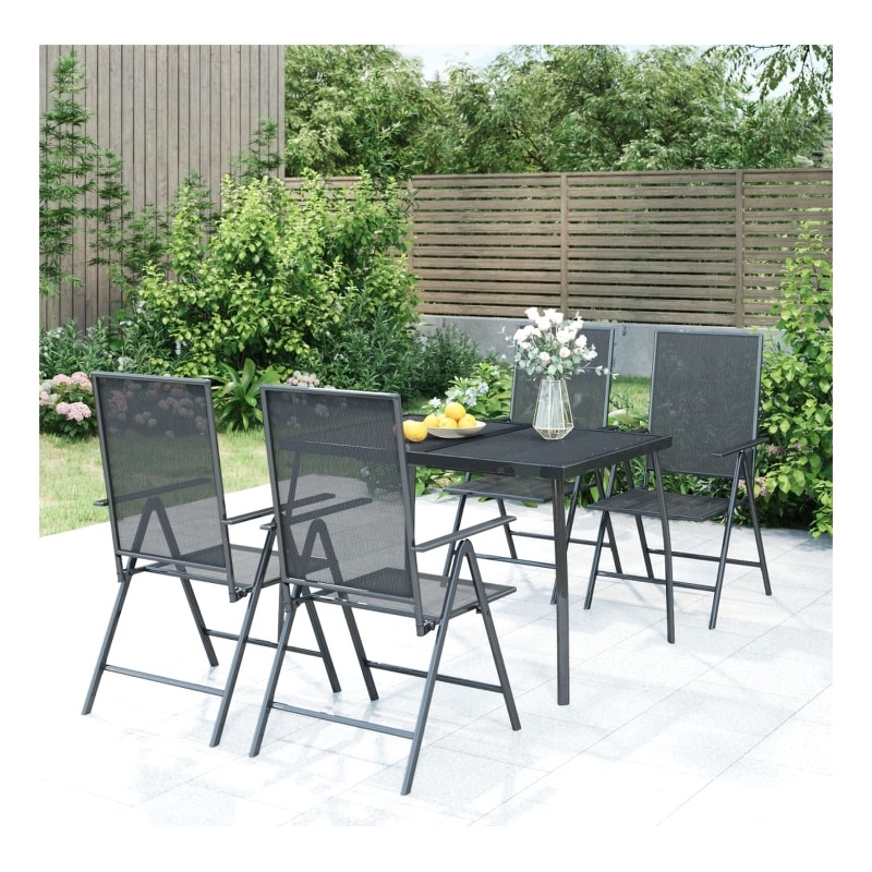 Afuera Living Steel Large Foldable Garden Dining Set in Anthracite/Gray
