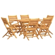 Afuera Living Solid Teak Wood Large Foldable Garden Dining Set in Brown