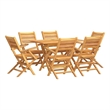 Afuera Living Solid Teak Wood Large Foldable Garden Dining Set in Brown
