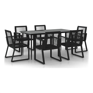 Afuera Living PVC Rattan 7 Piece Set Durable Garden Dining Set in Black