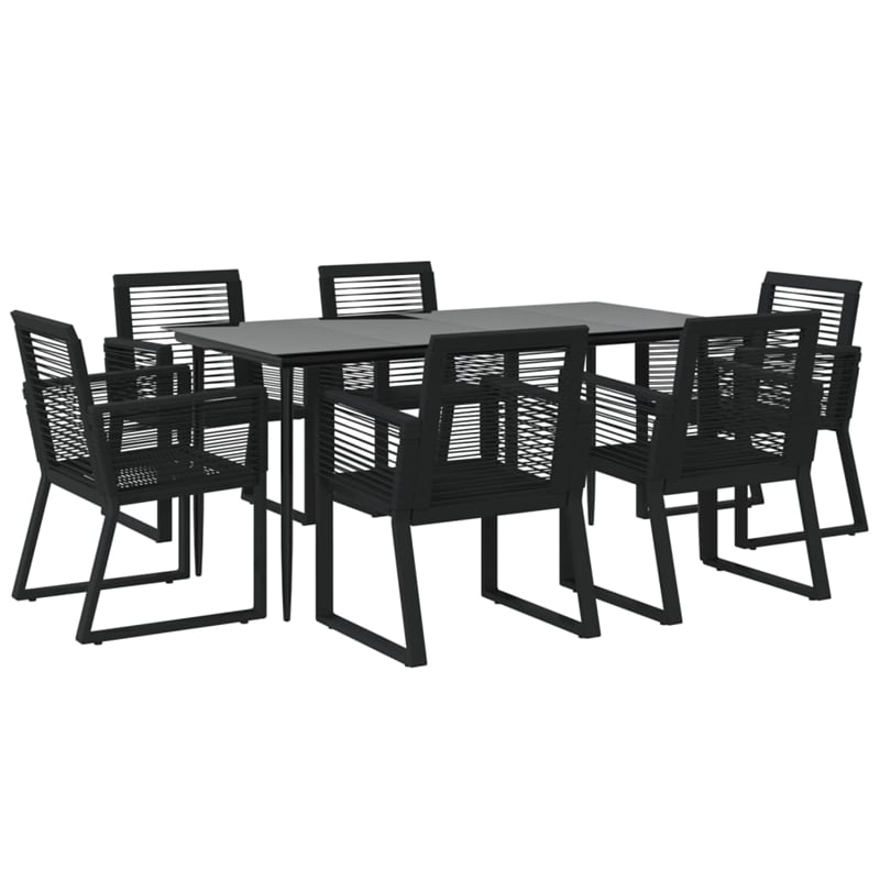 Afuera Living PVC Rattan 7 Piece Set Durable Garden Dining Set in Black