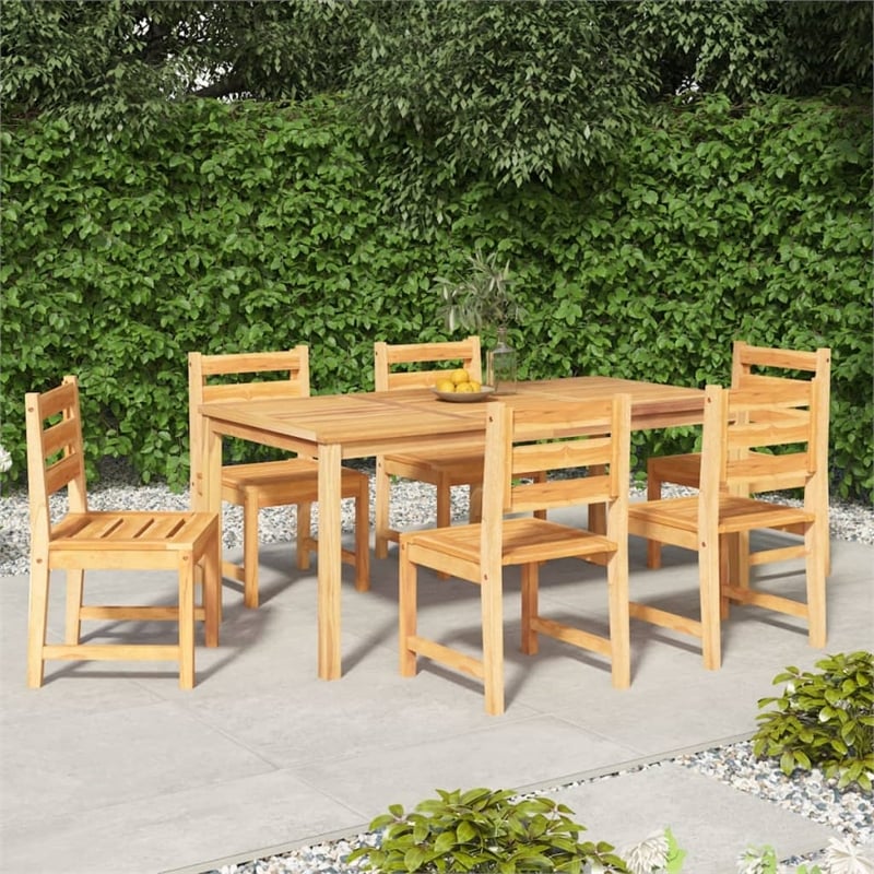 Afuera Living Solid Wood Teak Medium Garden Dining Set in Natural/Brown