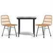 Afuera Living Spolyethylene & Tempered Glass Garden Dining Set in Black