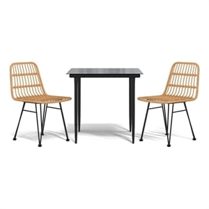 Afuera Living Spolyethylene & Tempered Glass Garden Dining Set in Black