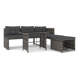 Afuera Living Patio in Gray PE Rattan Large Patio Dining Set - Set of 4