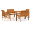 Afuera Living Solid Acacia Wood Large Outdoor Dining Set in Brown/Cream