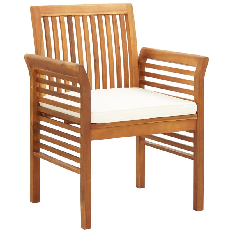 Afuera Living Solid Acacia Wood Large Outdoor Dining Set in Brown/Cream