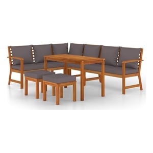 Afuera Living Patio Dining Set Solid Wood With in Dark Gray Cushions