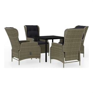 Afuera Living Powder-Coated Steel & Glass Garden Dining Set in Brown