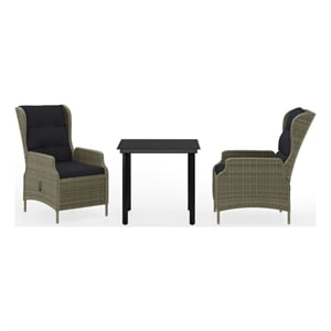 Afuera Living Powder-Coated Steel 3 Piece Garden Dining Set in Brown