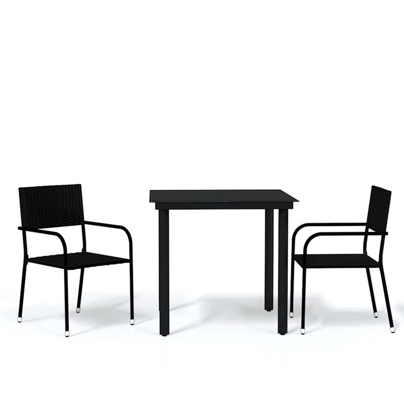 Afuera Living Powder-Coated Steel & Glass Garden Dining Set in Black