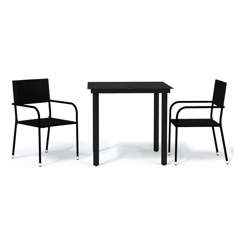 Afuera Living Powder-Coated Steel & Glass Garden Dining Set in Black