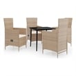 Afuera Living PE Rattan 5 Piece Garden Dining Set in Beige and Black