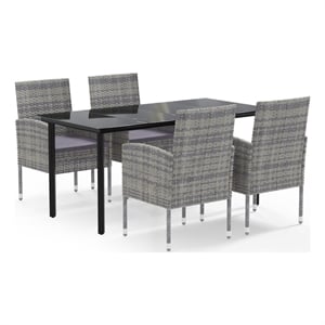 Afuera Living Poly Rattan Large Garden Dining Set in Anthracite/Gray